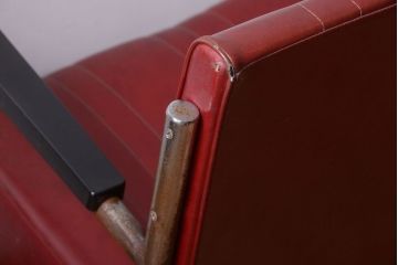 レトロ家具　アンティーク　昭和レトロな3人掛け鉄脚ベンチ