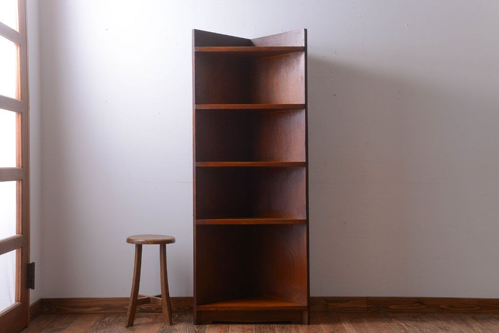 アンティーク家具　アンティーク　古い木のコーナーディスプレイラック(飾り棚)