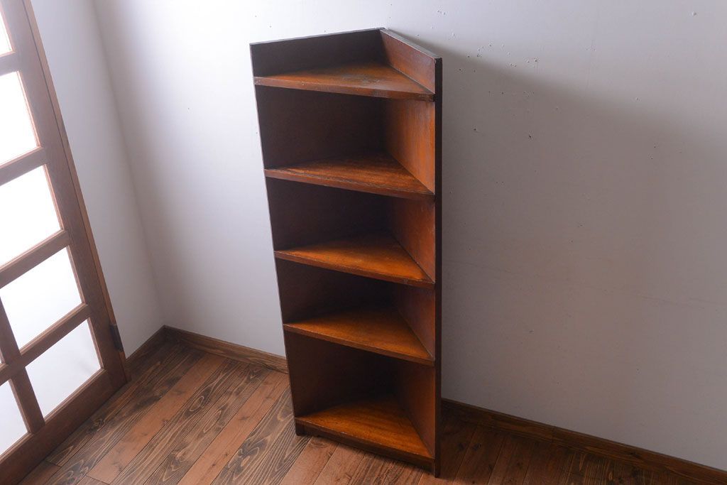 アンティーク家具　アンティーク　古い木のコーナーディスプレイラック(飾り棚)