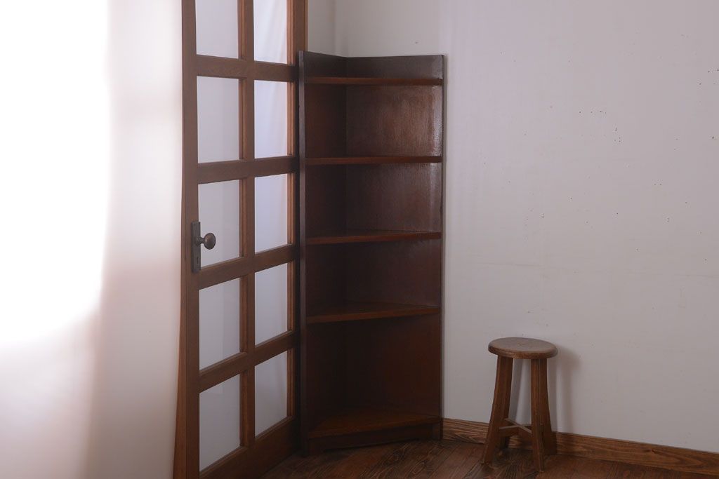 アンティーク家具　アンティーク　古い木のコーナーディスプレイラック(飾り棚)