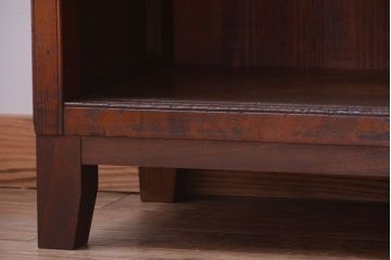 アンティーク家具　和製アンティーク　脚付き!古い木製の横型マス目棚(飾り棚)(1)