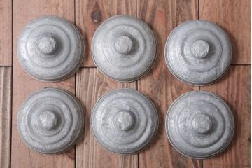 アンティーク雑貨　昭和レトロ　アイアンラック付き!蓋付きガラス瓶6個セット