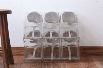 アンティーク雑貨　昭和レトロ　アイアンラック付き!蓋付きガラス瓶6個セット