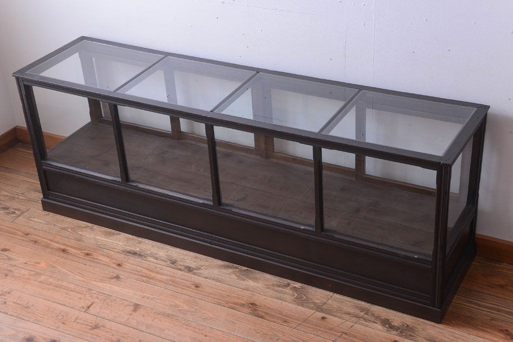 【K様ご成約済・ご決済用】和製アンティーク　とても背の低い古い木のショーケース(ガラスケース)