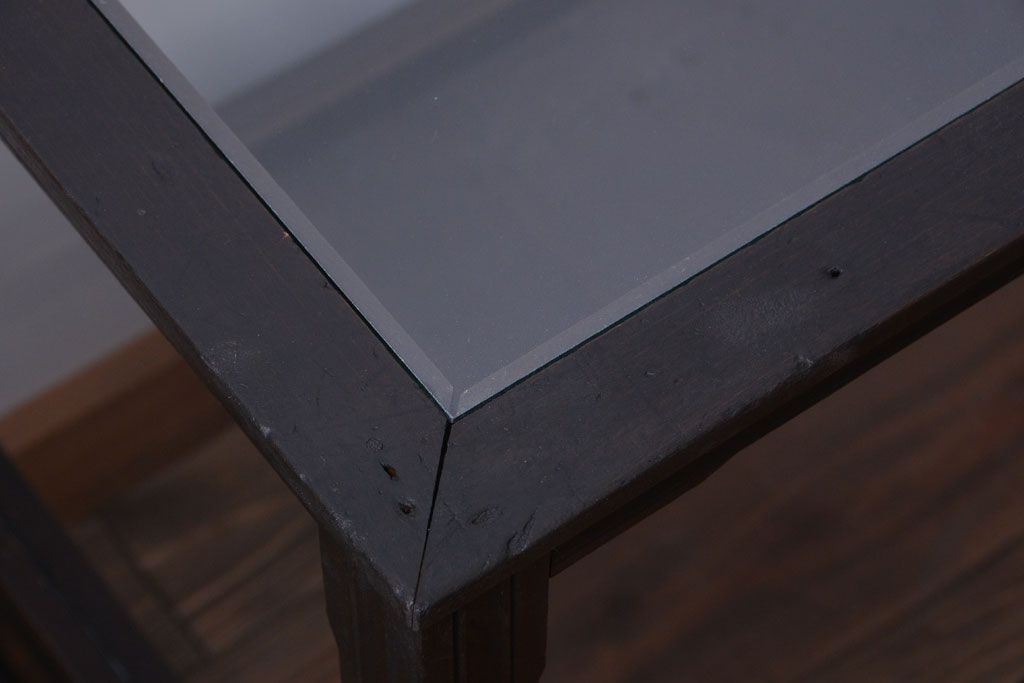 【K様ご成約済・ご決済用】和製アンティーク　とても背の低い古い木のショーケース(ガラスケース)