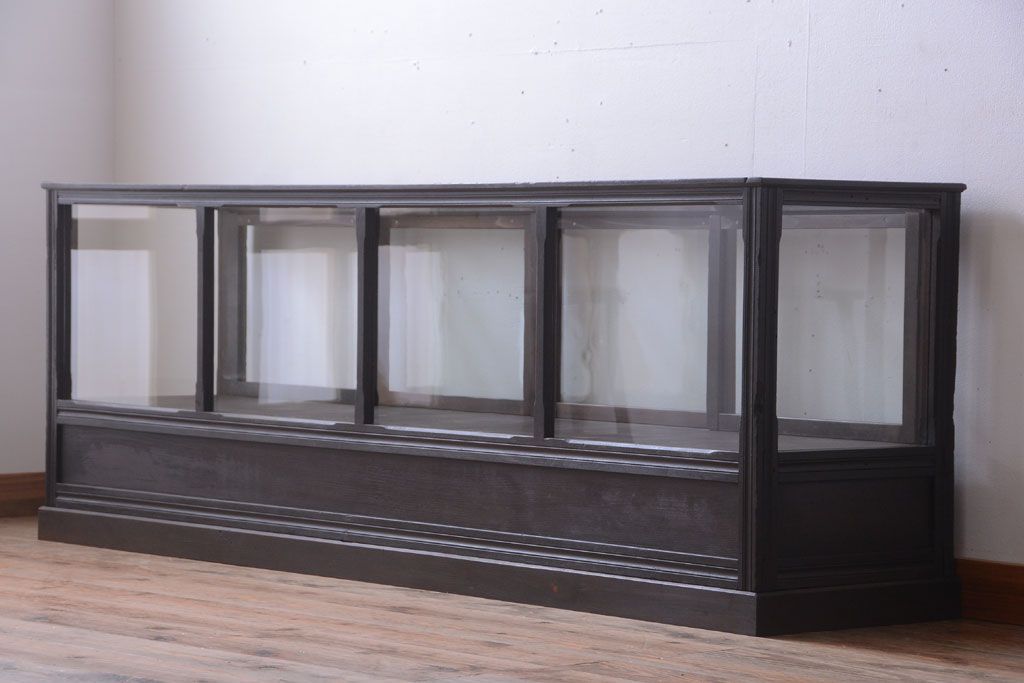【K様ご成約済・ご決済用】和製アンティーク　とても背の低い古い木のショーケース(ガラスケース)