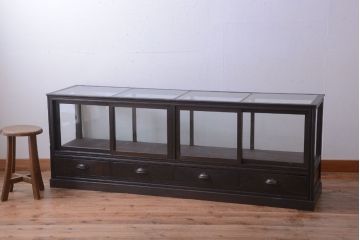 【K様ご成約済・ご決済用】和製アンティーク　とても背の低い古い木のショーケース(ガラスケース)
