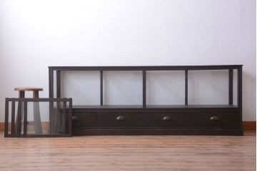 【K様ご成約済・ご決済用】和製アンティーク　とても背の低い古い木のショーケース(ガラスケース)