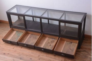 【K様ご成約済・ご決済用】和製アンティーク　とても背の低い古い木のショーケース(ガラスケース)