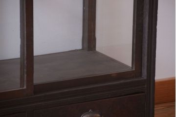 【K様ご成約済・ご決済用】和製アンティーク　とても背の低い古い木のショーケース(ガラスケース)