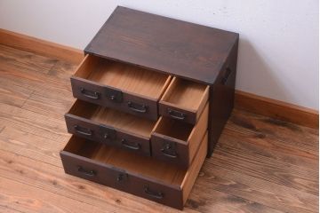 アンティーク家具　古民具・骨董　シンプルで小さなアンティーク帳場箪笥