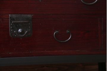 アンティーク家具　古民具・骨董　江戸〜明治期　かくし付き!鉄脚時代箪笥ローボード