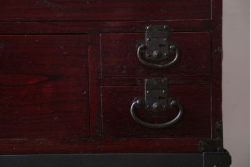 アンティーク家具　古民具・骨董　江戸〜明治期　かくし付き!鉄脚時代箪笥ローボード