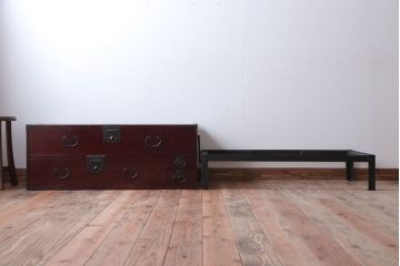 アンティーク家具　古民具・骨董　江戸〜明治期　かくし付き!鉄脚時代箪笥ローボード