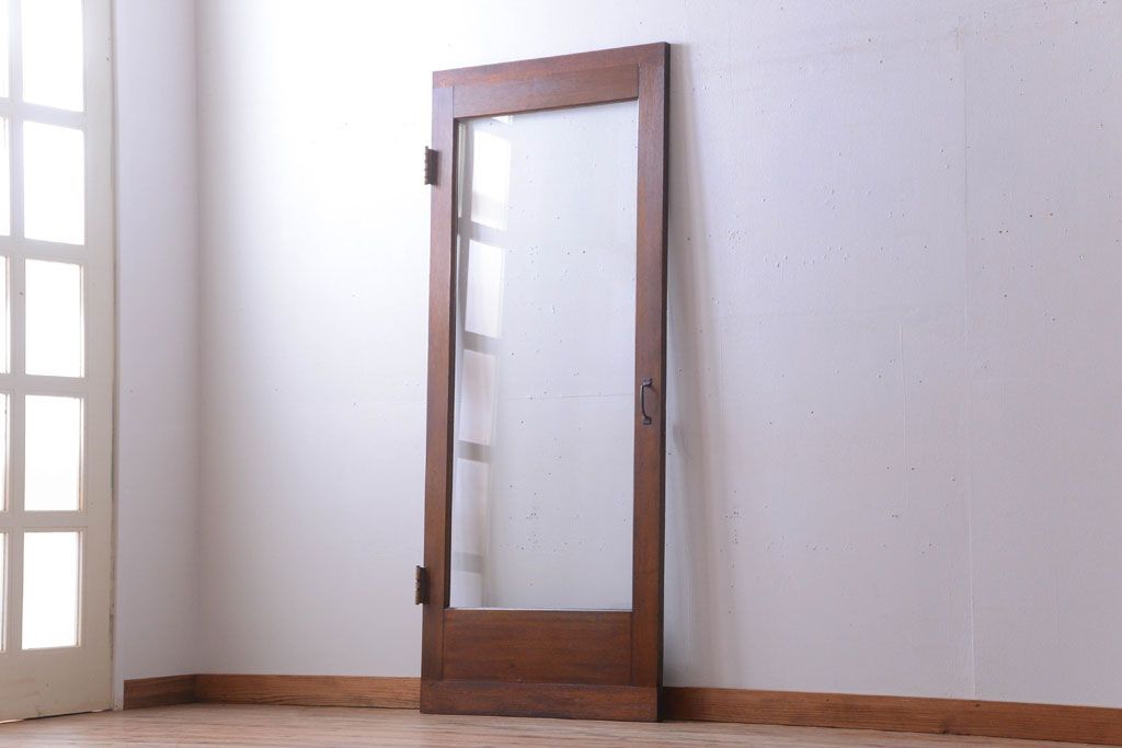 和製アンティーク　大きなガラス面の古い木製ドア