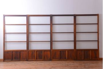 アンティーク　シンプルでおしゃれなモールガラス入り引き戸4枚セット