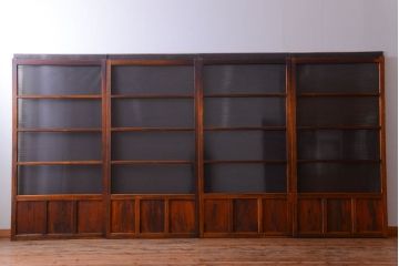 アンティーク　シンプルでおしゃれなモールガラス入り引き戸4枚セット