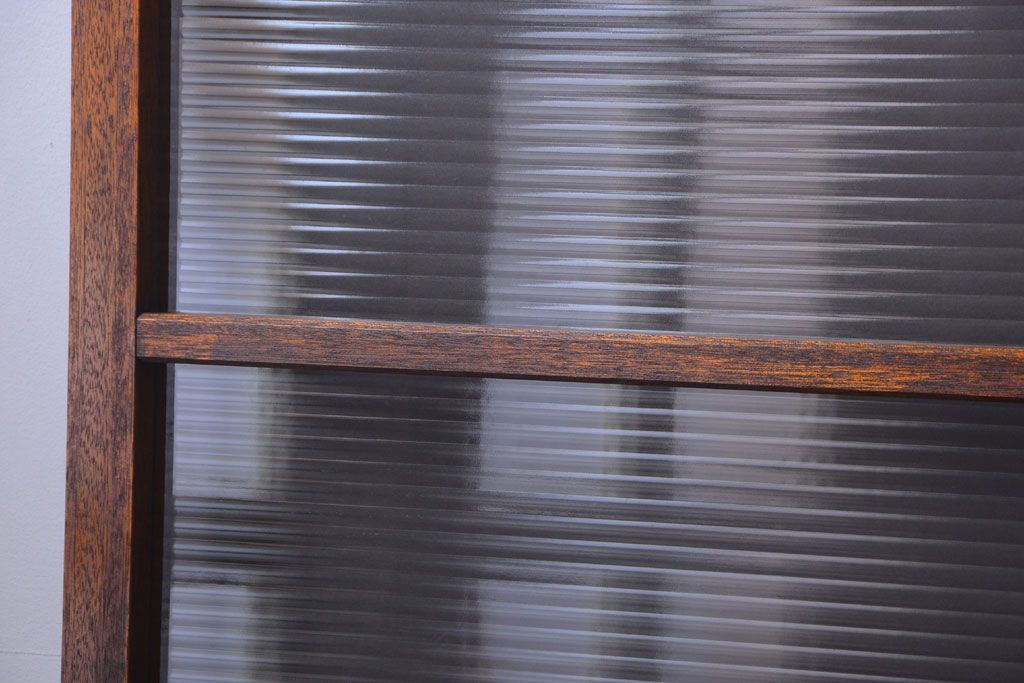 アンティーク　シンプルでおしゃれなモールガラス入り引き戸4枚セット