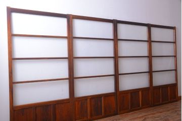 アンティーク　シンプルでおしゃれなモールガラス入り引き戸4枚セット