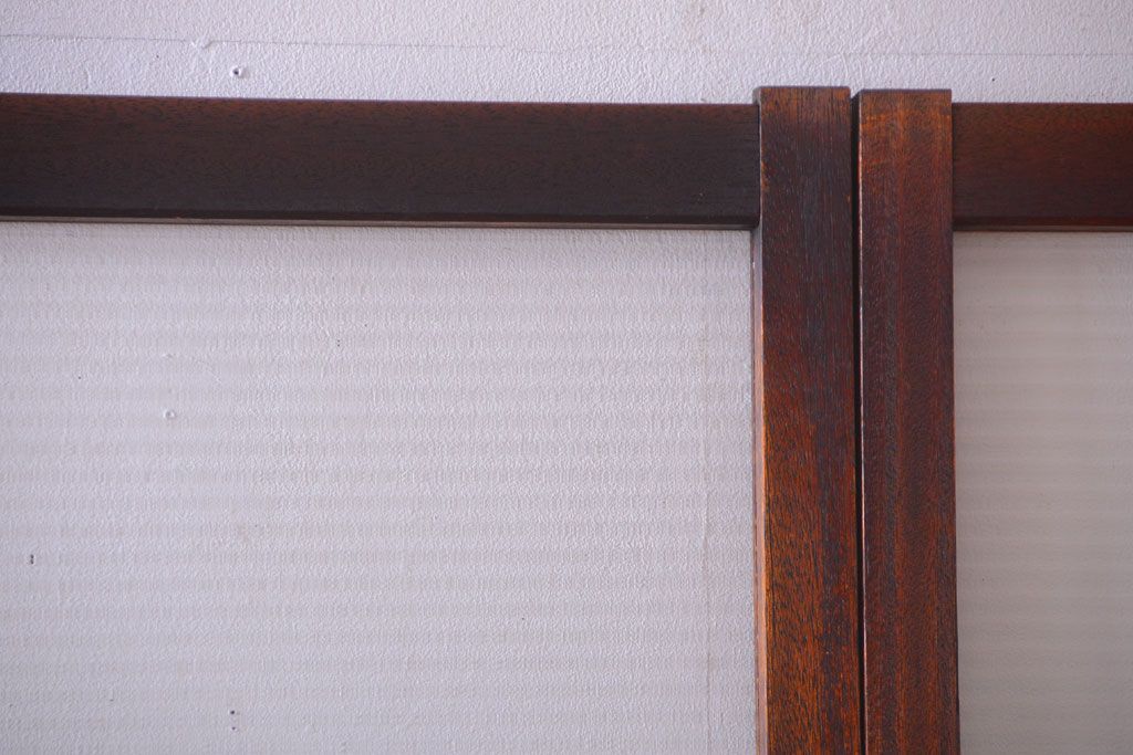 アンティーク　シンプルでおしゃれなモールガラス入り引き戸4枚セット