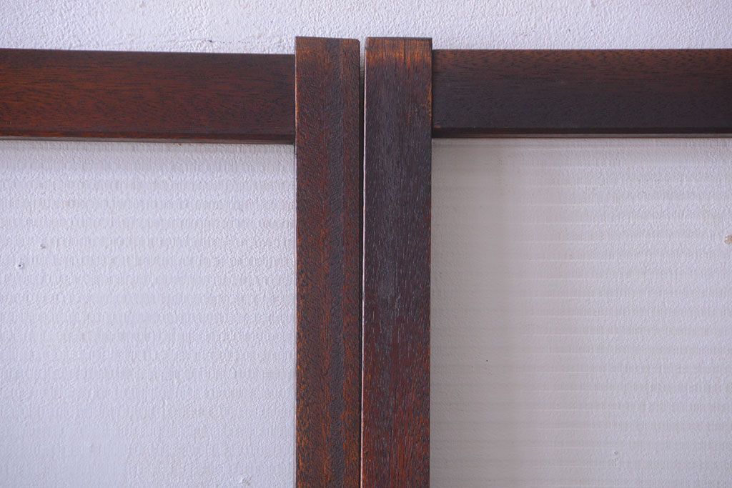 アンティーク　シンプルでおしゃれなモールガラス入り引き戸4枚セット