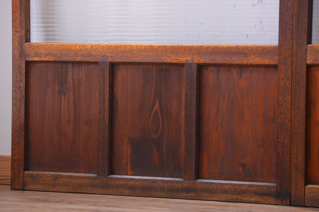 アンティーク　シンプルでおしゃれなモールガラス入り引き戸4枚セット