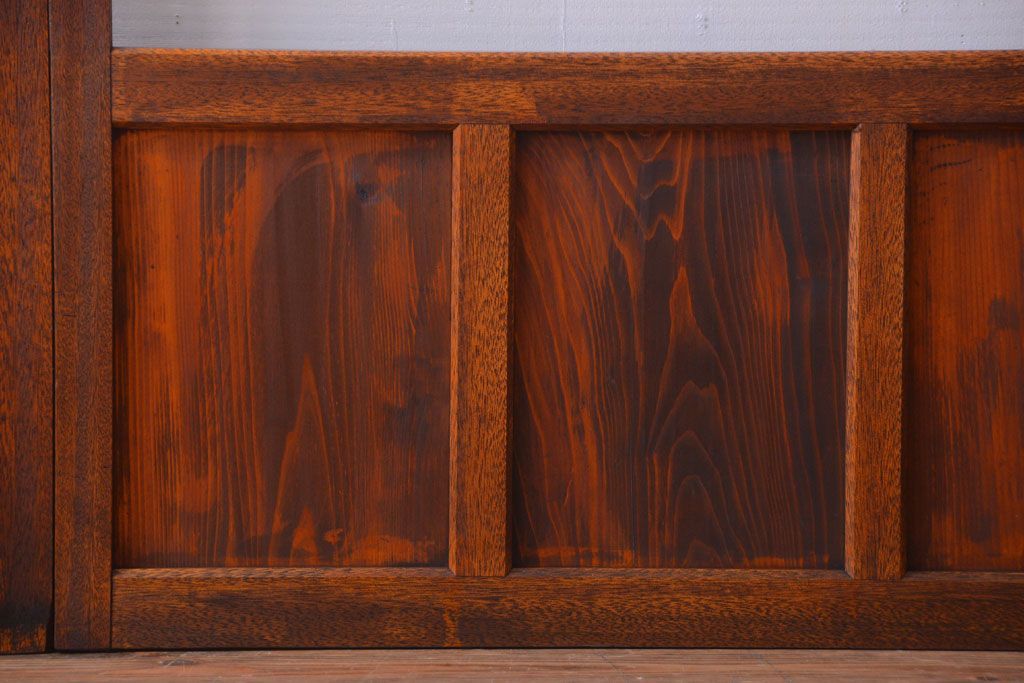 アンティーク　シンプルでおしゃれなモールガラス入り引き戸4枚セット