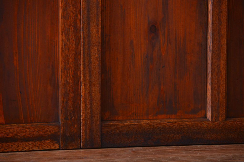 アンティーク　シンプルでおしゃれなモールガラス入り引き戸4枚セット