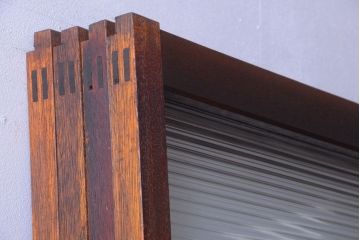 アンティーク　シンプルでおしゃれなモールガラス入り引き戸4枚セット