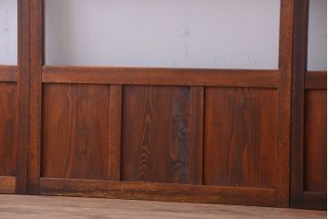 アンティーク　シンプルでおしゃれなモールガラス入り引き戸4枚セット