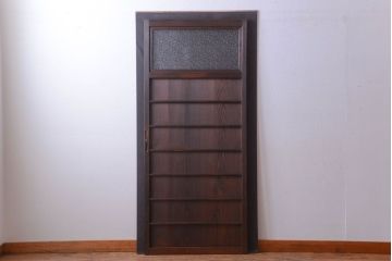 古民具・骨董　ダイヤガラス入り!アンティーク舞良戸(引き戸)(1)