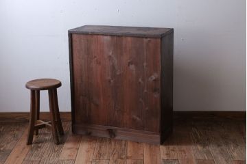 アンティーク家具　アンティーク　　三方ナラ材の12杯小引き出し