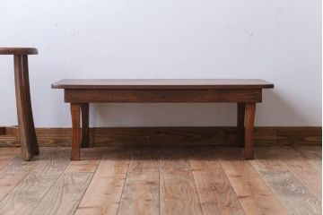 レトロ家具　アンティーク　天板栓材一枚板!レトロな角ちゃぶ台