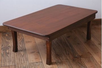 レトロ家具　アンティーク　天板栓材一枚板!レトロな角ちゃぶ台