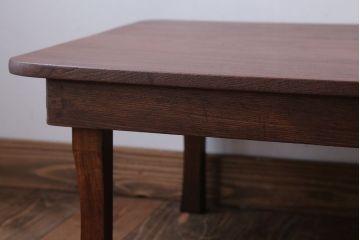 レトロ家具　アンティーク　天板栓材一枚板!レトロな角ちゃぶ台