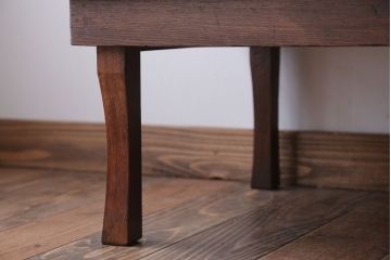 レトロ家具　アンティーク　天板栓材一枚板!レトロな角ちゃぶ台