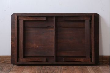 レトロ家具　アンティーク　天板栓材一枚板!レトロな角ちゃぶ台