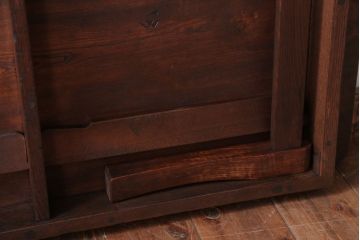 レトロ家具　アンティーク　天板栓材一枚板!レトロな角ちゃぶ台