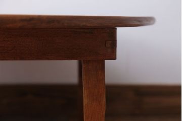 レトロ家具　アンティーク　古い木のレトロな丸ちゃぶ台(1)