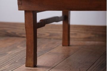 レトロ家具　アンティーク　古い木のレトロな丸ちゃぶ台(1)