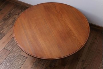 レトロ家具　アンティーク　古い木のレトロな丸ちゃぶ台(2)