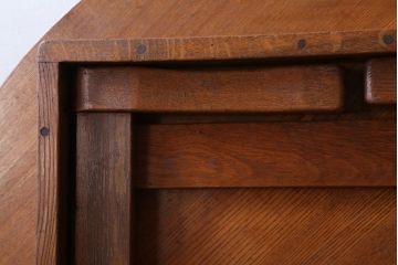 レトロ家具　アンティーク　古い木のレトロな丸ちゃぶ台(2)