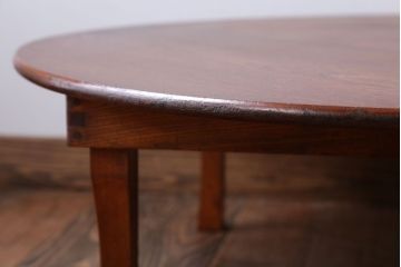 レトロ家具　アンティーク　古い木のレトロな丸ちゃぶ台(3)