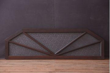 アンティーク　エントランス用明り取り付き!気泡ガラスの引き戸2枚セット