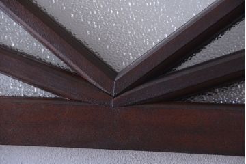 アンティーク　エントランス用明り取り付き!気泡ガラスの引き戸2枚セット