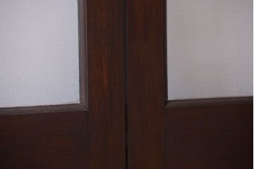 アンティーク　エントランス用明り取り付き!気泡ガラスの引き戸2枚セット