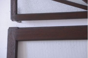 アンティーク　エントランス用明り取り付き!気泡ガラスの引き戸2枚セット