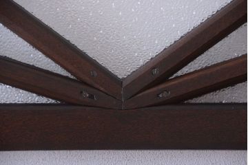 アンティーク　エントランス用明り取り付き!気泡ガラスの引き戸2枚セット