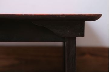 アンティーク家具　古民具・骨董　根来塗風天板のアンティーク角ちゃぶ台