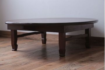 アンティーク家具　古民具・骨董　高級品!天板一枚板の総欅材製アンティーク丸ちゃぶ台